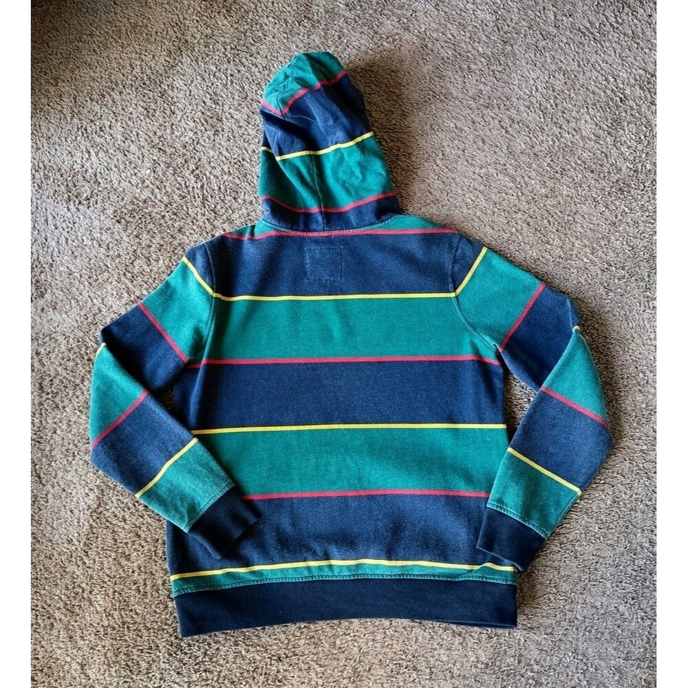 Vintage Abercrombie & Fitch Striped Hoodie Kids 15/16 Front Pockets 90s - Picture 4 of 6